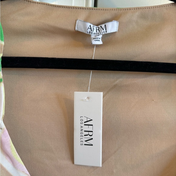 AFRM LOS ANGELES Gesine Long Sleeve Ruched Minidress in Green Swiss - Picture 8 of 11